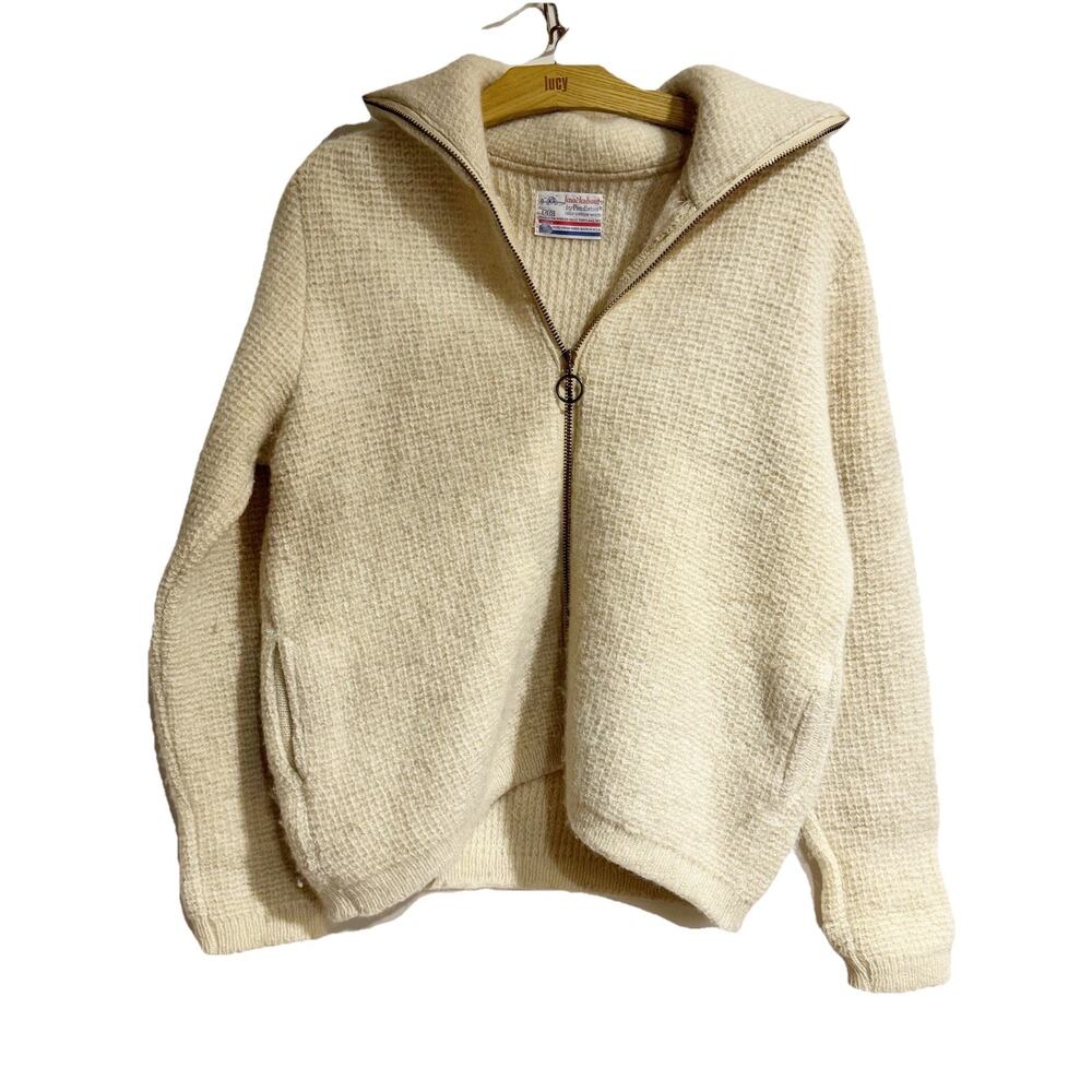 Pendleton Knockabouts Wool Cardigan Men Women Medium 1960's Cream Color Full Zip